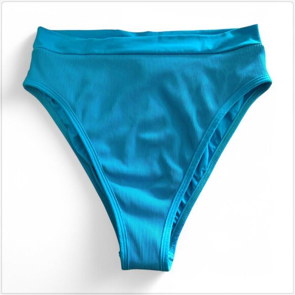 L*Space Electric Blue Frenchi Bitsy Bikini Swim Bottom Ribbed High Rise NWT L - Picture 2 of 5